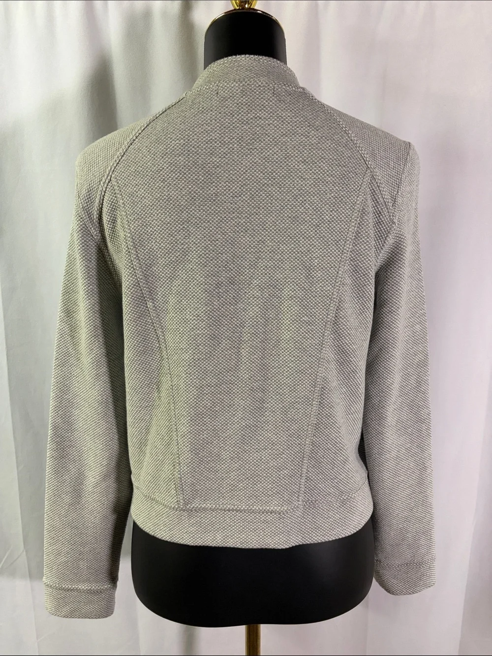 Banana Republic Factory Gray Zip Front Cropped Knit Moto Jacket - Picture 4 of 16